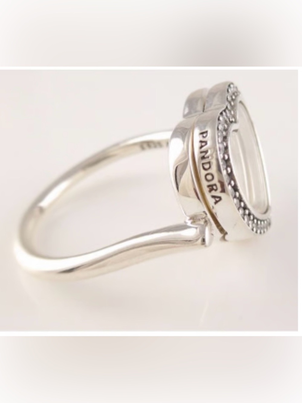 FLOATING HEART LOCKET Authentic PANDORA Sterling Silver Ring Sz 7 Free charm ! - Picture 3 of 3